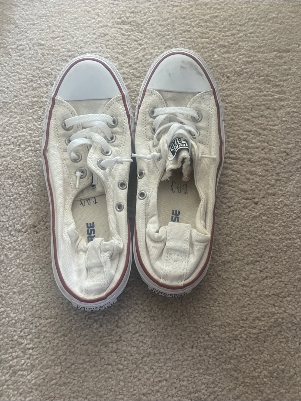 Converse Kids White Canvas Low-Top Sneakers with Red Stripe